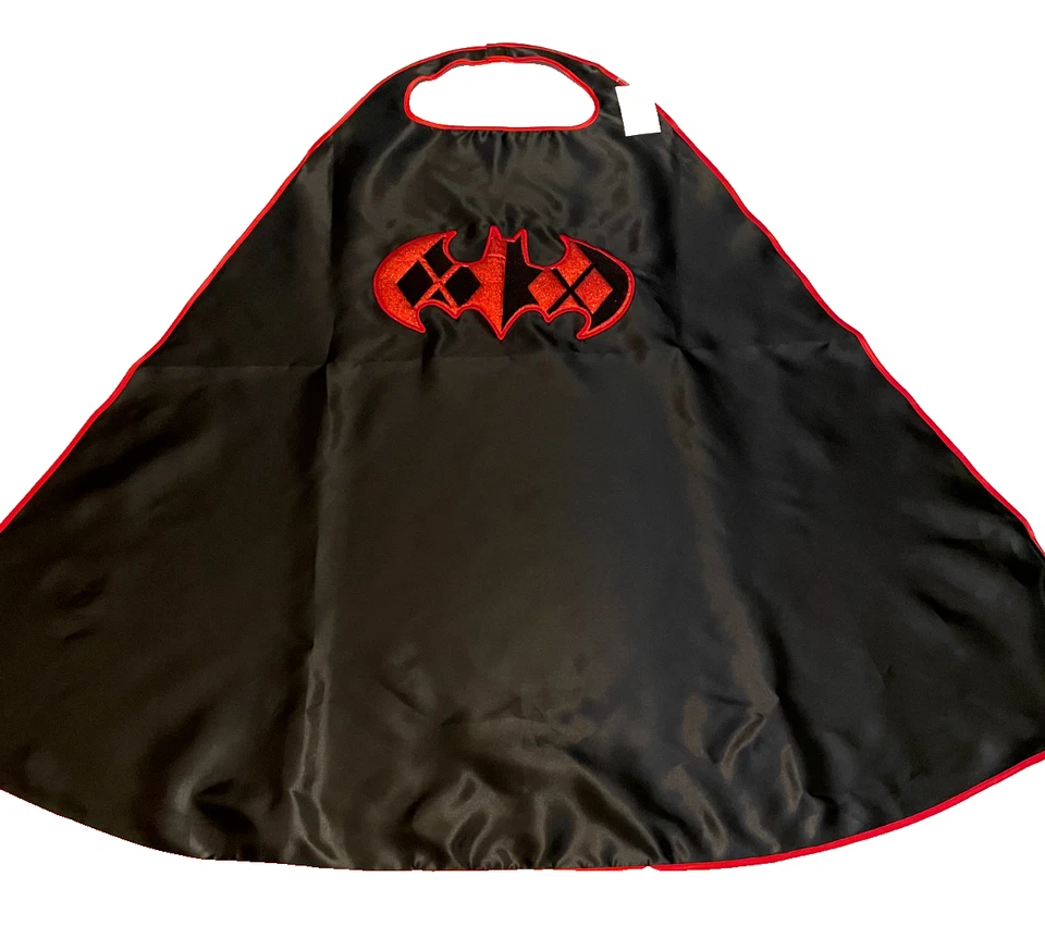 DC Comics HARLEY QUINN Black & Red BATMAN CAPE Costume Accessory, Halloween - Image 1 of 1