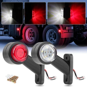 LED Side Outline Stalk Marker Light Turn Signal Brake Chassis White/Red Truck - Picture 1 of 9