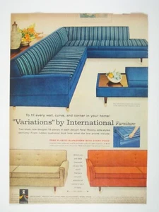 Vintage Striped Mid Century Modern Sectional Sofa Furniture Home Decor MOD - Picture 1 of 2