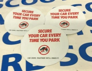Car Vehicle Window Security Secure Your Car Everytime You Park 9cm Round 3 Pack - Picture 1 of 3