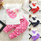 Baby Girls Minnie Mouse Polka Dot Print T-shirt Top Pants Outfit Tracksuit CN