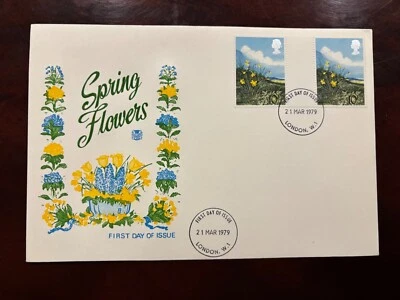 Reino Unido 1979 - British Flowers FDC sellos 9, 10 1/2, 11 pares x 3 Foto 1 de 2
