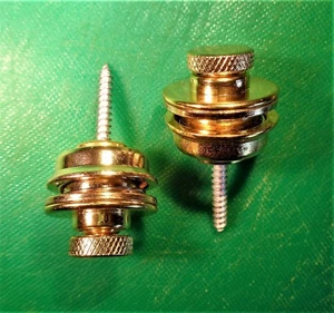 2 Flat-Head-Round-Strap-Lock-For-Electric-Acoustic-Guitar-Bass Gold - Picture 1 of 8
