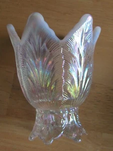 Fenton Art Glass Tulip Reversible Candle / Votive Holder Clear Iridescent - Picture 1 of 5
