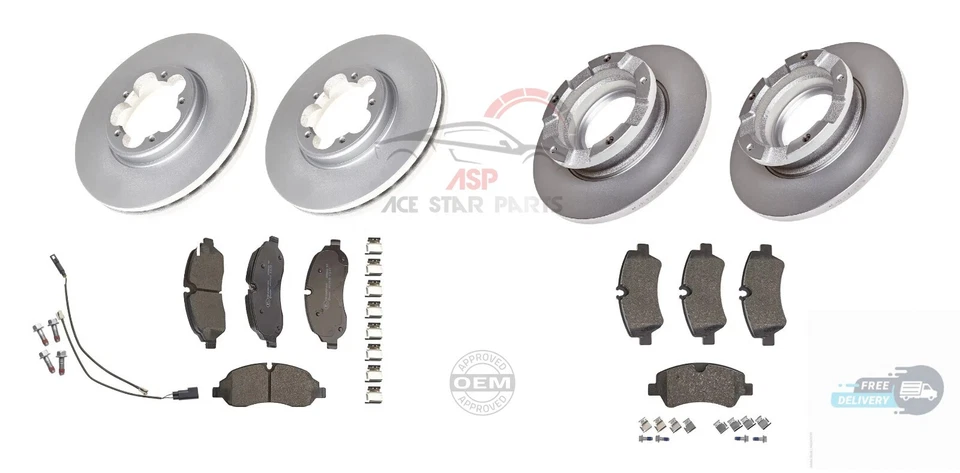 For Ford Transit Custom Front and Rear Brake Discs and Pads and Wear Leads 288mm - Image 1 of 1