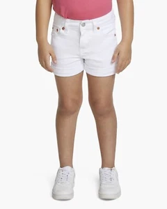 Levi's Girlfriend Shorty Shorts Little Girls 5 White Denim Button Zip Closure - Picture 1 of 18