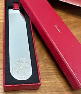 Cartier Bookmark Plate Panthère Face Silver Leather Mirror - Picture 1 of 5