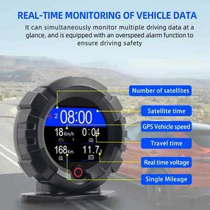 GPS Head Up Display Horizontal Slope Meter Inclinometer Speedometer Car Compass - Picture 1 of 18