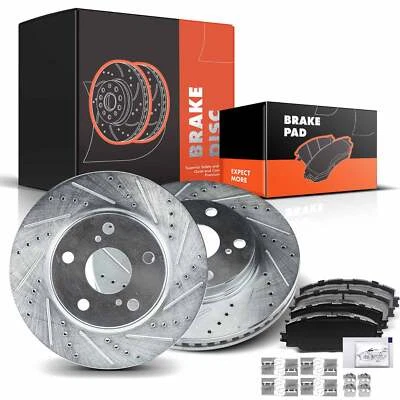Front Drilled Rotor & Brake Pad for Toyota RAV4 2006-2018 Scion xB 08-15 Lexus Foto 1 de 4