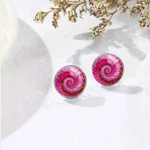 Res Ipsa Loquitur Melbourne - Pink Snail Earrings Stud - 12mm - Silver - Picture 1 of 3