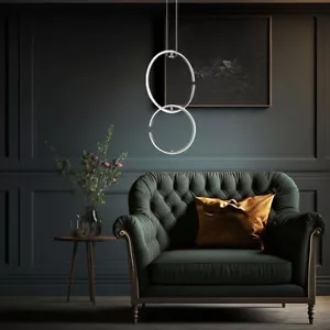 Hängeleuchte Ring Designlampe LED Pendellampe Esstischleuchte chrom H 230 cm - Bild 1 von 10
