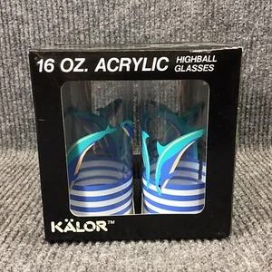Aladdin Kalor 16 oz. vintage 1986 Delfino �� Design Set di 4 bicchieri Highball in acrilico - Foto 1 di 24