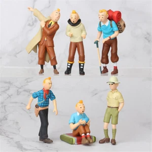 Hot Adventures Of Tintin 6 PCS Action Figure Kids Toy Doll Gift Cartoon Cake - Picture 1 of 10