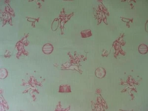 Braemore Circus Toile Fabric 3YD Pink Green Stripe Decorator Cotton Juvenile USA - Picture 1 of 12