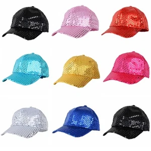 Women Men Shining Sequins Adjustable Glitter Baseball Caps Snapback Hats Party - Picture 1 of 28