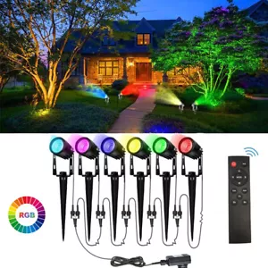 4/6er RGB LED Gartenstrahler mit Erdspieß Garten Beleuchtung Gartenleuchte IP65 - Bild 1 von 22