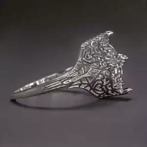 VINTAGE STYLE OVAL 12x10 ART DECO WHITE GOLD SEMI MOUNT SETTING RING COCKTAIL - Picture 1 of 5
