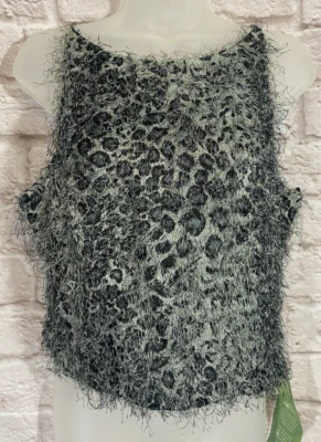 Camiseta sin mangas recortada vintage Y2K 13/14 Fuzzy Shimmer Animal De Laru Shelia Yen 9600 Foto 1 de 4