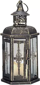 Decorative Lanterns-10Inch High Vintage Style Hanging Lantern, Metal Candleholde - Picture 1 of 15