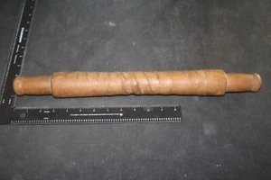 ANTIQUE ONE PIECE SOLID 18" HARDWOOD ROLLING PIN UNIQUE SWIRL GROOVED OATS RARE - Picture 1 of 5
