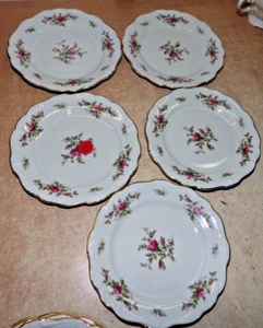 LOT OF 5 VTG Rosenthal MOSS ROSE / POMPADOUR GERMANY DESSERT SALAD PLATES #1 - Picture 1 of 3