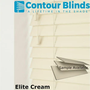 Cream Venetian Blinds 35mm/50mm Faux Wood Custom Fit Made To Measure White Grey - Picture 1 of 12