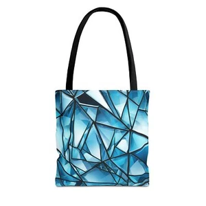 Blue Geometric Tote Bag - Multiple Sizes & Handle Colors - Picture 1 of 61