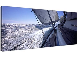 Blue Cheap Canvas of Sailing Boats  - 120cm x 50cm - 1105 - Picture 1 of 4