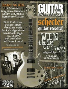 Anuncio de sorteo de guitarra Avenged Sevenfold Zacky Vengeance Signature Schecter - Imagen 1 de 3