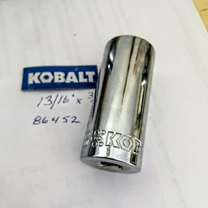 KOBALT 13/16" x 3/8" DR DEEP SOCKET 6 Point #86452 - Free USA Shipping - Picture 1 of 3