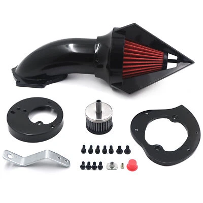 Gloss Black Diamond Air Cleaner Intake Kit For Honda VTX1300 VTX 1300 1986-2012 - Image 1 of 4