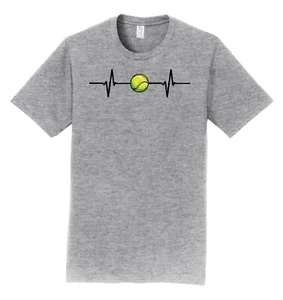 NEW Infusion Lifestyle Tennis Ball Heartbeat Athletic Heather T-Shirt Size S-4XL - Picture 1 of 3