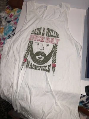 Camiseta sin mangas Next Level talla M blanca Willie Nelson Nashville bonito día gráfico Foto 1 de 2