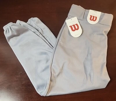 Wilson Baseball Softball Pants Youth Button Gray Boys L Belt Loops - Image 1 of 4