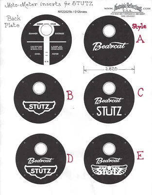 STUTZ Motorrad Meter plate set Deep Acid Etched Brass Nickel Plated CHOICE - Image 1 of 2