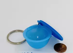 Tupperware Impressions Bowl Keychain in Blue Removable Seal Store Change New - Picture 1 of 3