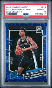 VICTOR WEMBANYAMA 2023 OPTIC BLUE VELOCITY PRIZM RC #225 PSA 10 GEM MINT! SPURS! - Picture 1 of 2