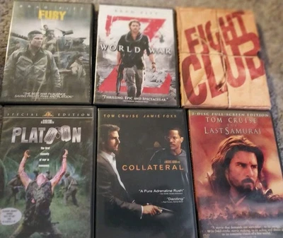 Brad Pitt & Tom Cruise Movie Lot! Fury, World War Z, Fight Club & More.. - Image 1 of 4