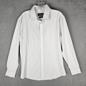Mizzen+Main Leeward Blue Label Shirt Mens Large White Check Trim Fit Button Up - Picture 1 of 8