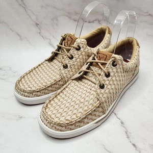 Neu ohne Etikett Twisted X Kicks lässige flache Halbschuhe hellbraun Canvas Bootsschuhe Herren 7,5 - Bild 1 von 9