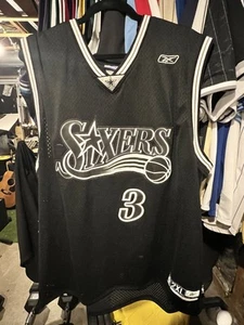 Iverson Jersey Black And White. Philadelphia 76’s Seventy Sixers. XXL - Picture 1 of 2