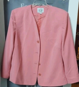 Blazer Le Suit Mujer Rosa Forrado Manga Larga Botón Iglesia Carrera Talla 22W  - Imagen 1 de 5