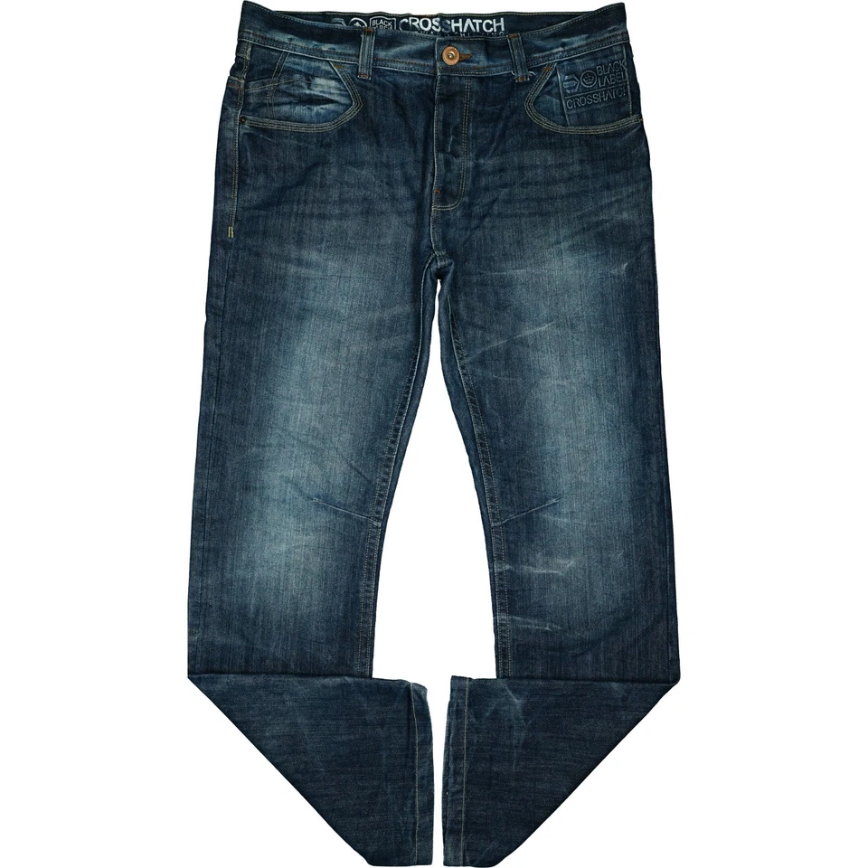 CROSSHATCH W36 L34 Jeans Azul Para Hombre Regular Fit Straight Leg Con Riegel 52 - Imagen 1 de 4