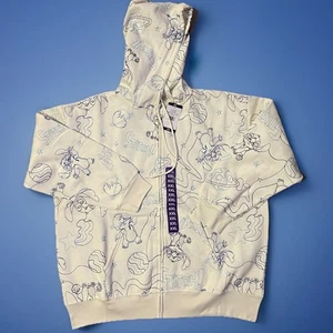 Disney’s STITCH Embroidered Full Zip Hoodie w/ Pockets Women’s XXL Cream AOP - Picture 1 of 6