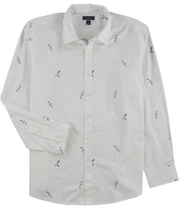 Club Room Mens Bird Print Button Up Shirt, brightwhite, XL Neck - Picture 1 of 1