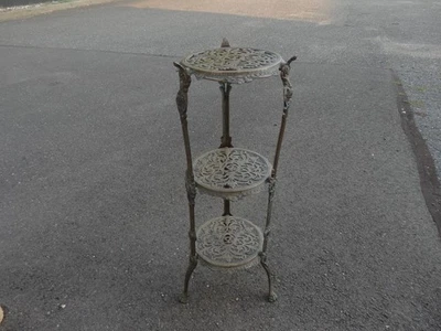 复古维多利亚风格装饰黄铜 3 层植物支架雕像展示架 — 第 1/4 张图片