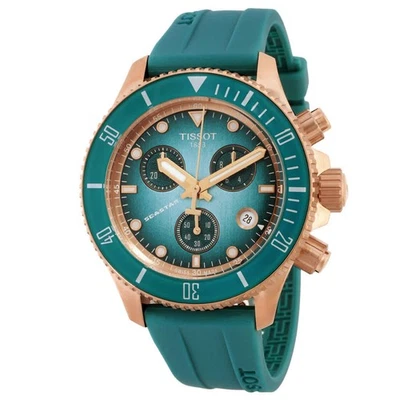 Tissot Seastar Chronograph Quartz Turquoise Dial Watch T1202173704100 - Image 1 of 3