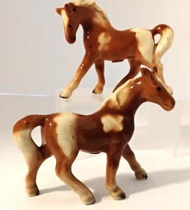 Vintage 1950s Victoria Ceramics Japan Brown Horses Salt Pepper Shakers - Picture 1 of 10