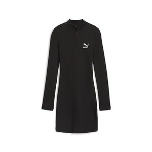 PUMA Classics Ribbed Long Sleeve Mini Dress Womens Black Casual 62663401 - Picture 1 of 2