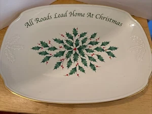 Lenox Holiday Christmas Platter "ALL ROADS LEAD HOME AT CHRISTMAS" W/box - Picture 1 of 9